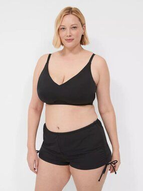 NEW Lane Bryant Black Drawstring Swim Shorts Plus Size 16 Women's Swimwear